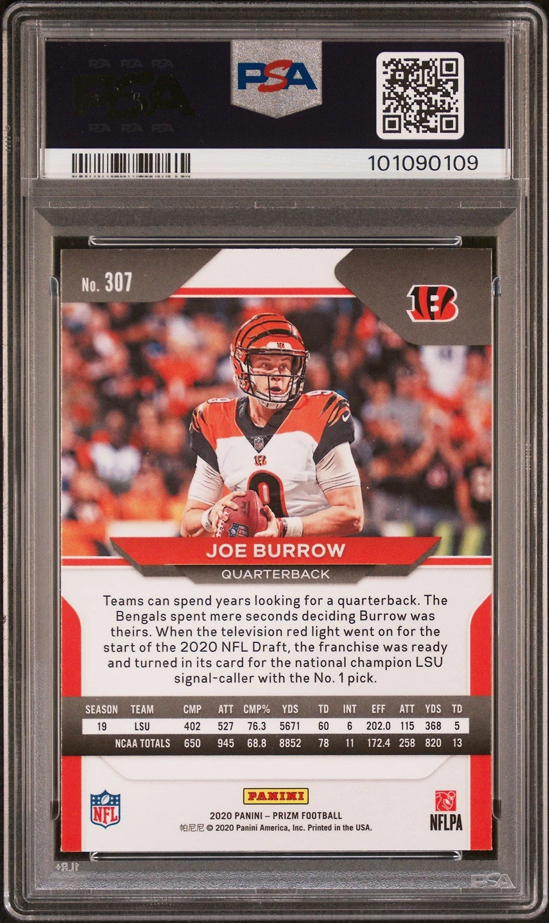 2020 Panini Prizm 307 Joe Burrow PSA