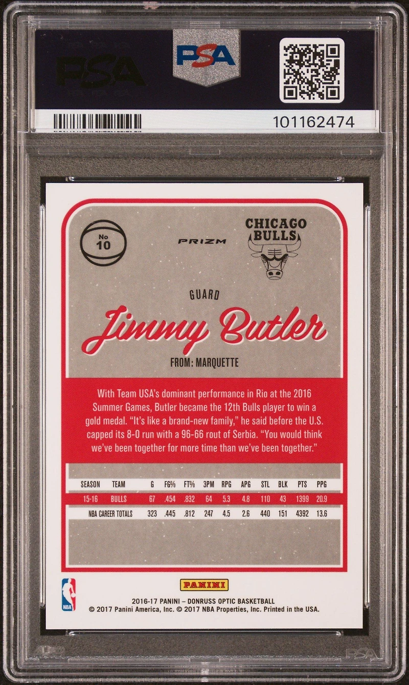 2016 Panini Donruss Optic 10 Jimmy Butler White Sparkle PSA 9