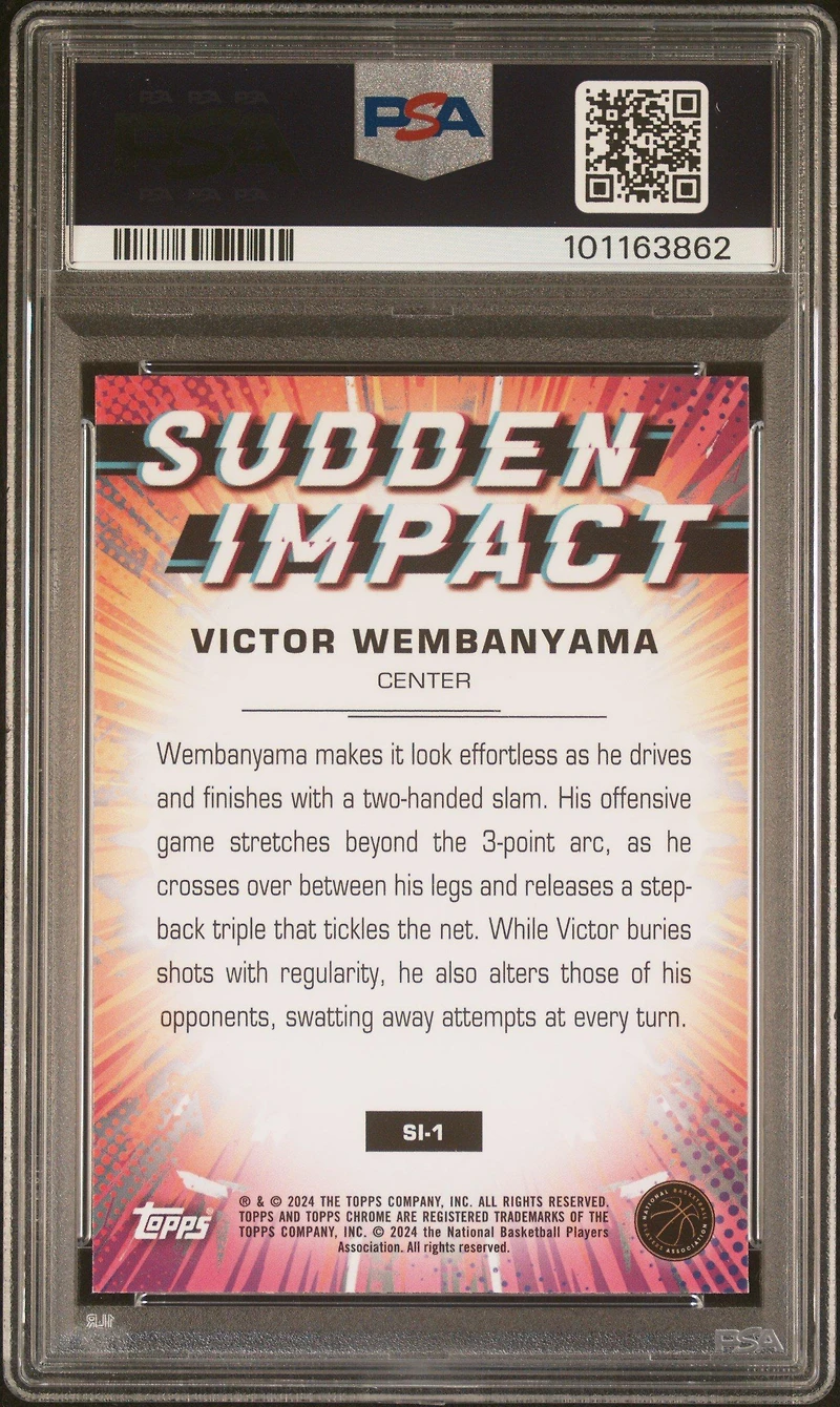 2023 Topps Chrome Sudden Impact Si1 Victor Wembanyama Basketball Refractor PSA 10