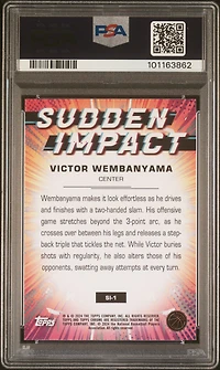 2023 Topps Chrome Sudden Impact Si1 Victor Wembanyama Basketball Refractor PSA 10