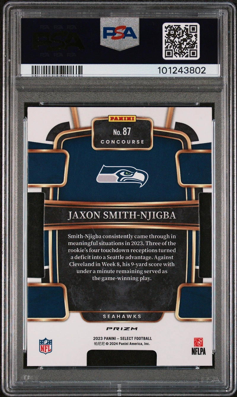 2023 Panini Select 87 Jaxon Smith-njigba Die-cut Zebra Prizm PSA 10