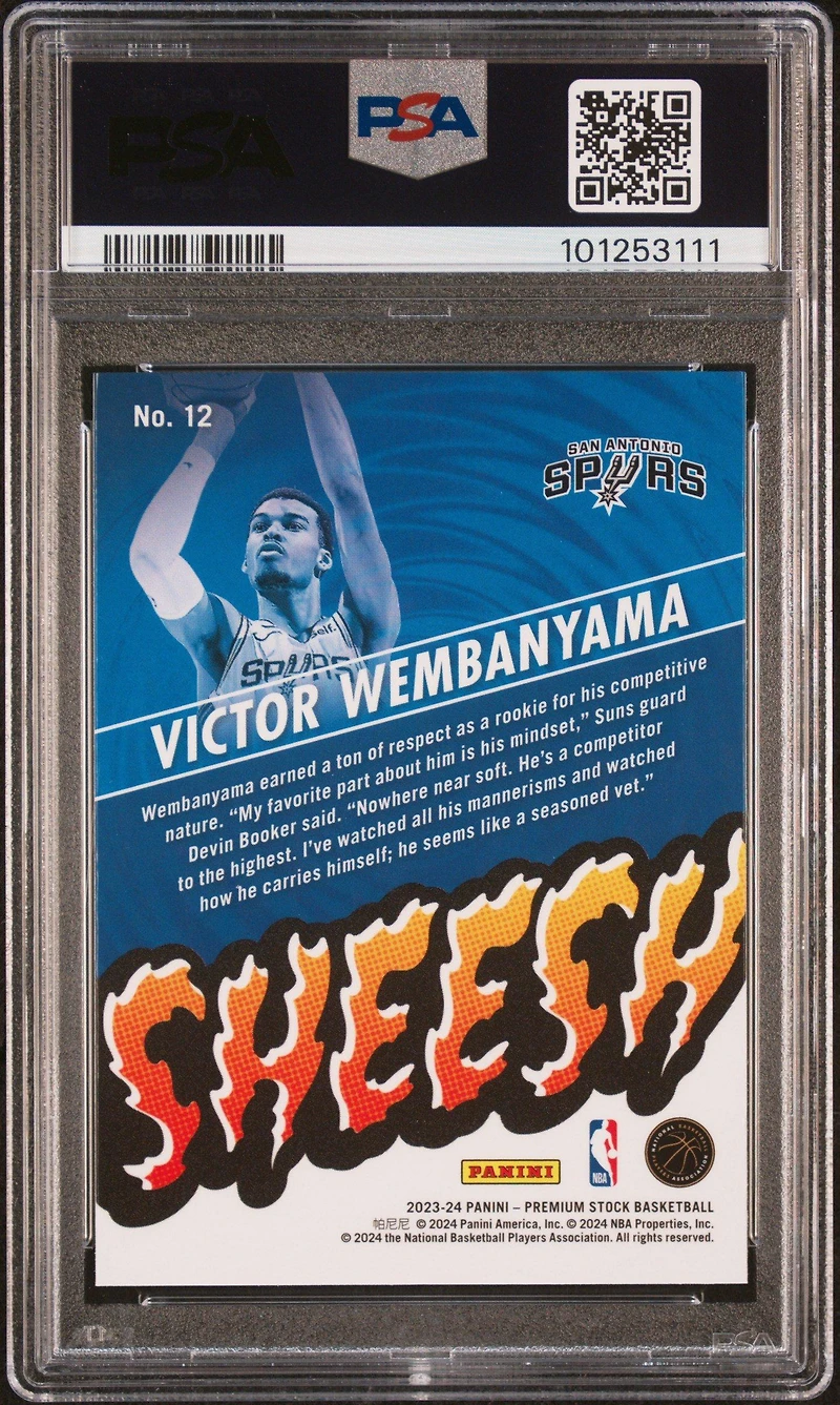 2023 Panini Hoops Premium Stock Sheesh 12 Victor Wembanyama PSA 10