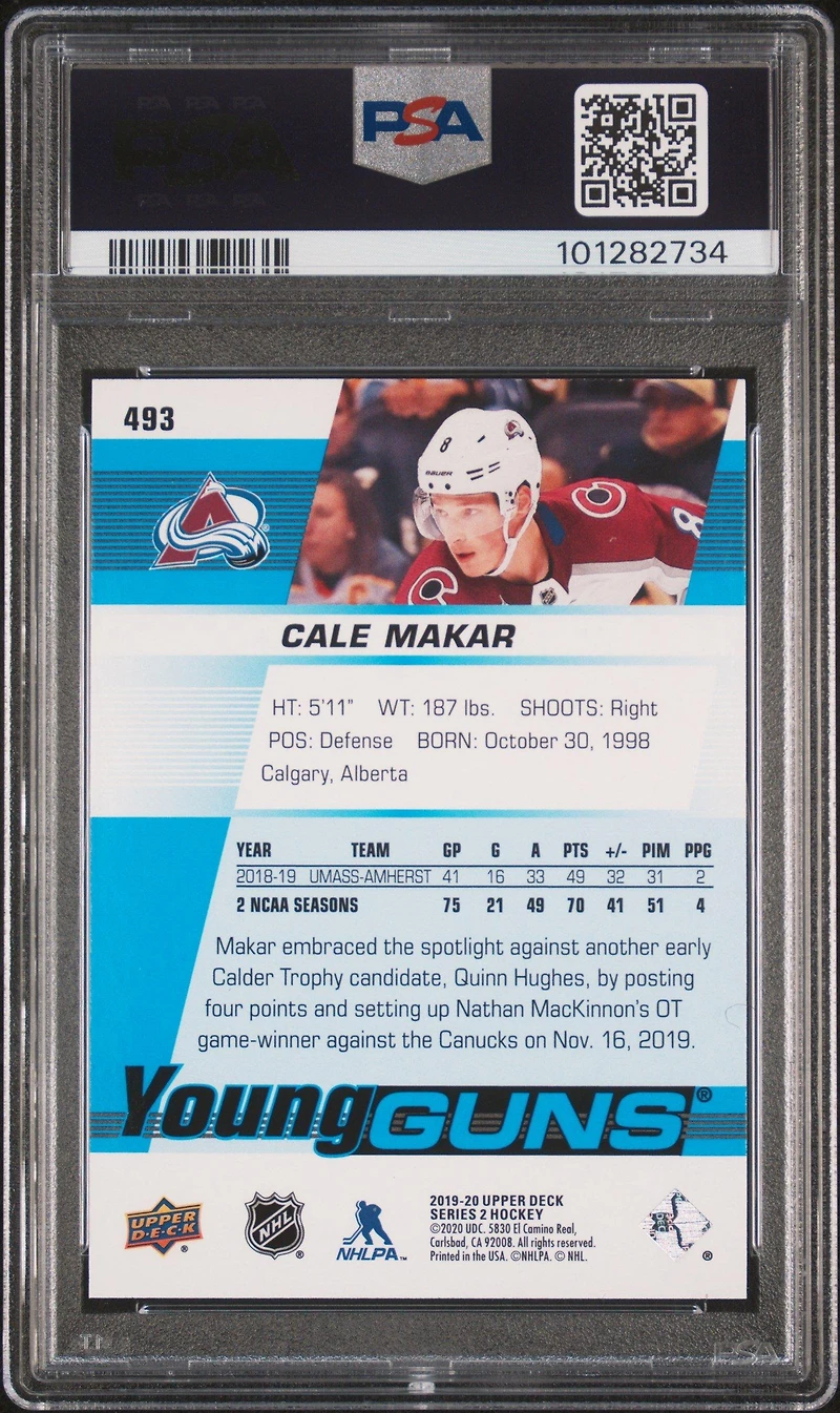 2019 Upper Deck 493 Cale Makar PSA