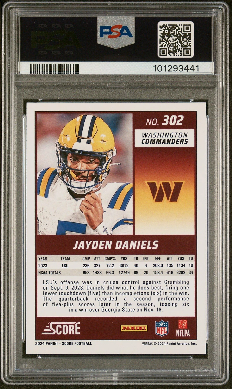 2024 Panini Score 302 Jayden Daniels PSA