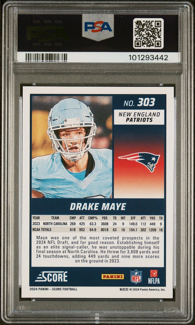 2024 Panini Score 303 Drake Maye PSA 10