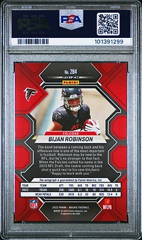 2023 Panini Mosaic 284 Bijan Robinson Autograph-no Huddle Blue PSA 8