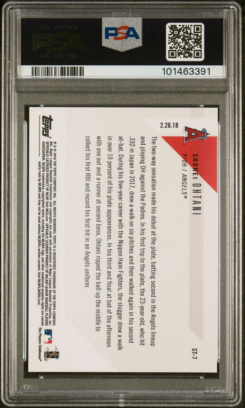 2018 Topps Now Spring Training St-7 Shohei Ohtani PSA 10