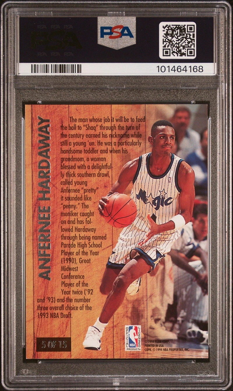 1993 Ultra Famous Nicknames 5 Anfernee Hardaway PSA 9