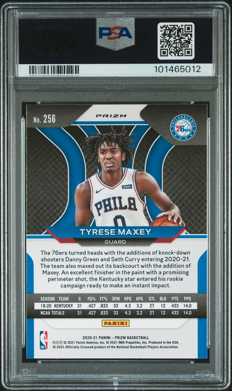 2020 Panini Prizm 256 Tyrese Maxey Red// Prizm PSA