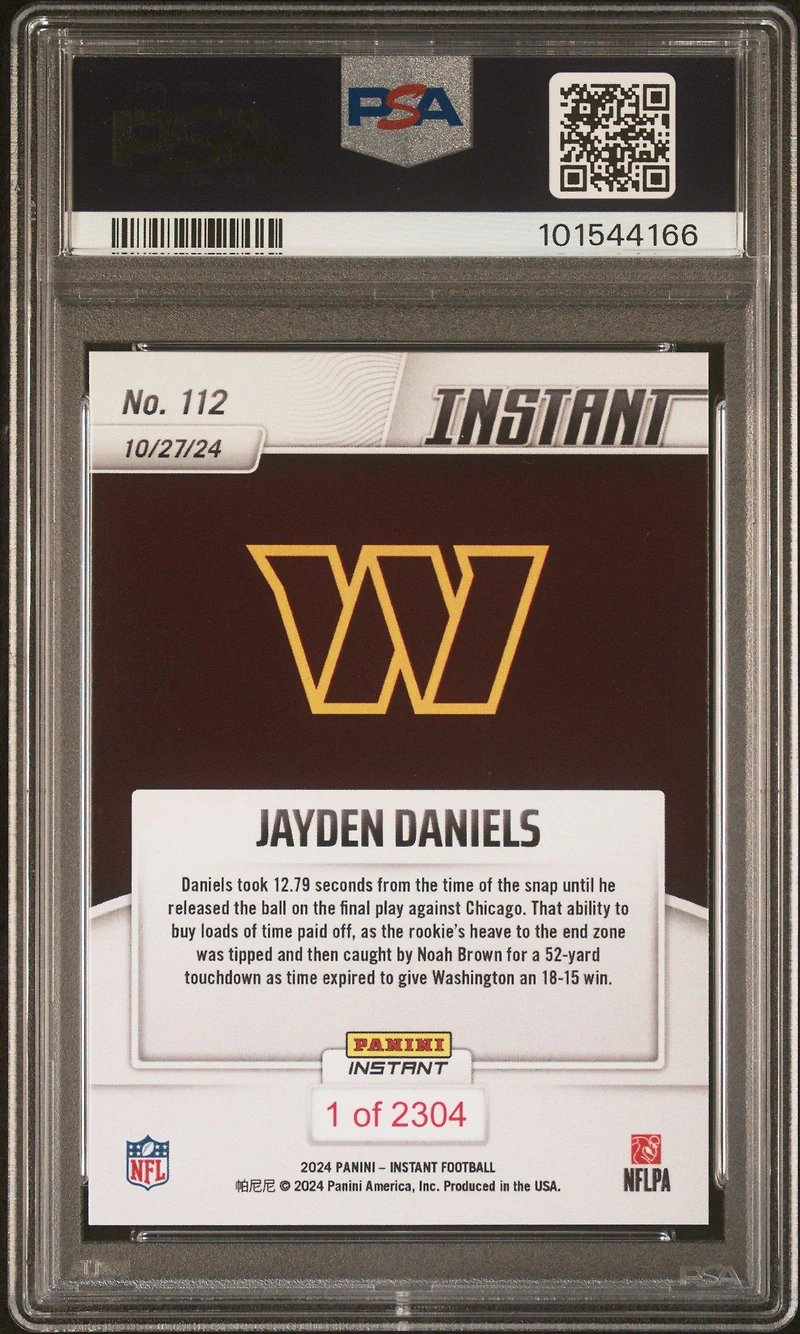 2024 Panini Instant Nfl Jayden Daniels PSA 10