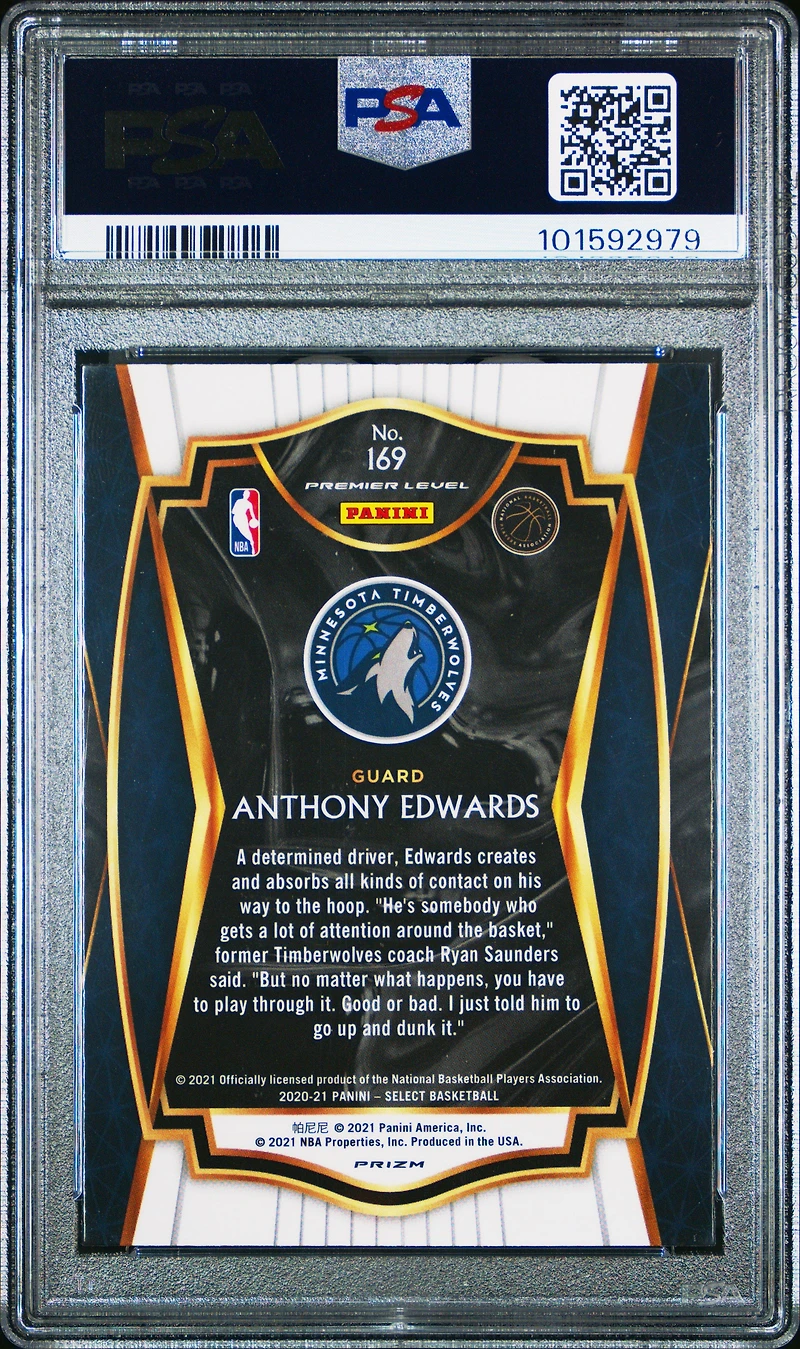 Panini Select Anthony Edwards Blue Prizm PSA