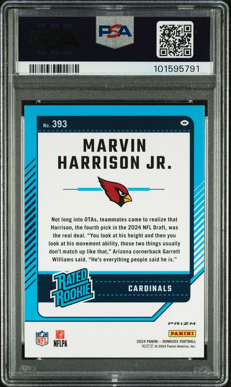 2024 Panini Donruss 393 Marvin Harrison Jr. Optic Preview-red Pandora PSA 10