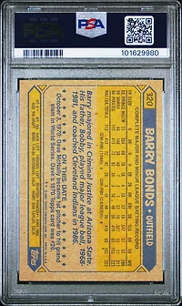 1987 Topps 320 Barry Bonds PSA