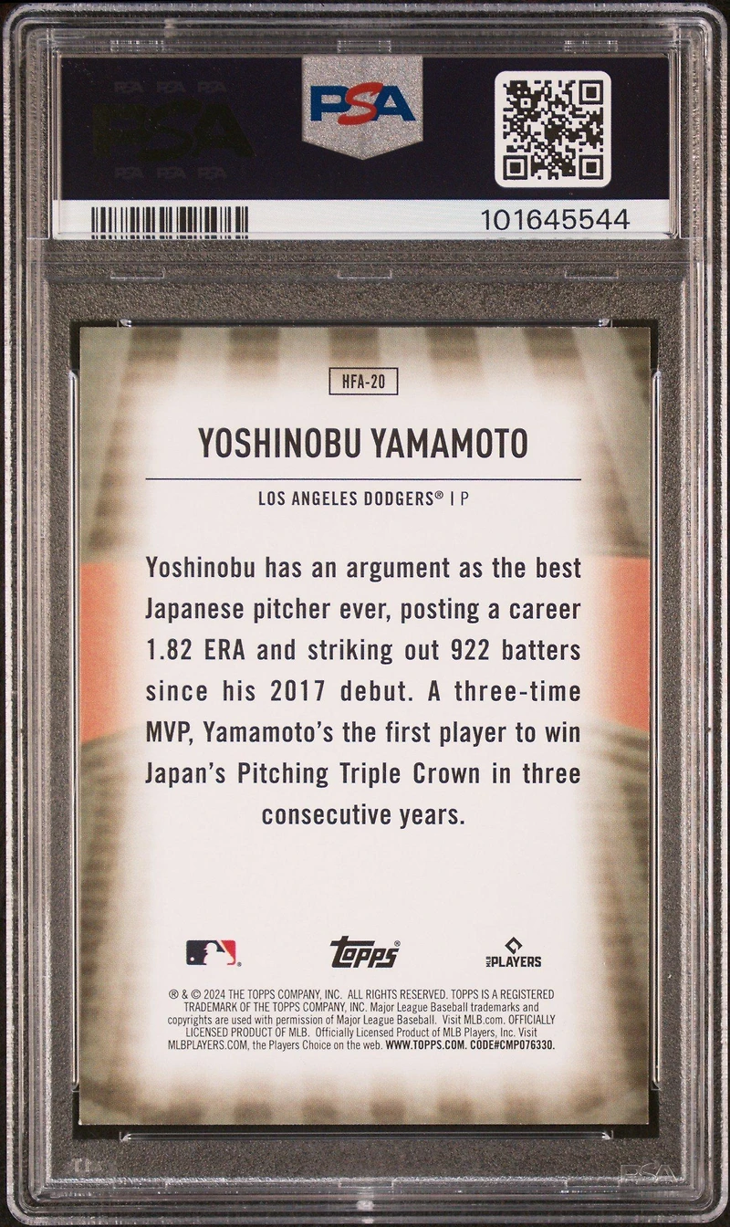 2024 Topps Home Field Advantage Hfa20 Yoshinobu Yamamoto PSA