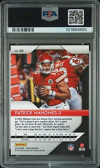 2018 Panini Prizm 102 Patrick Mahomes Ii PSA