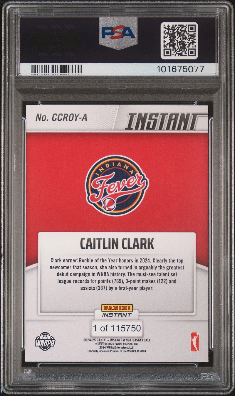 2024 Panini Instant Wnba Rookie Of The Year A Caitlin Clark PSA