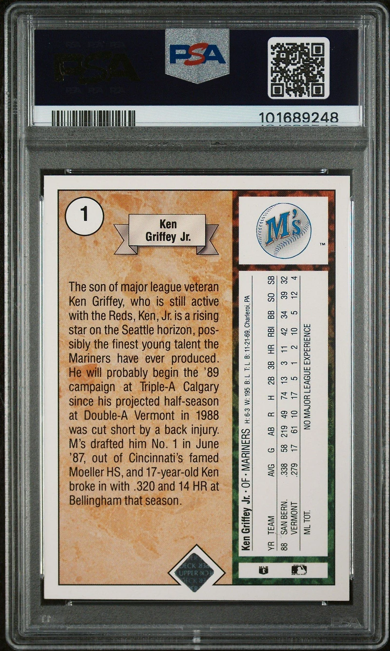 1989 Upper Deck 1 Ken Griffey Jr. Star Rookie PSA