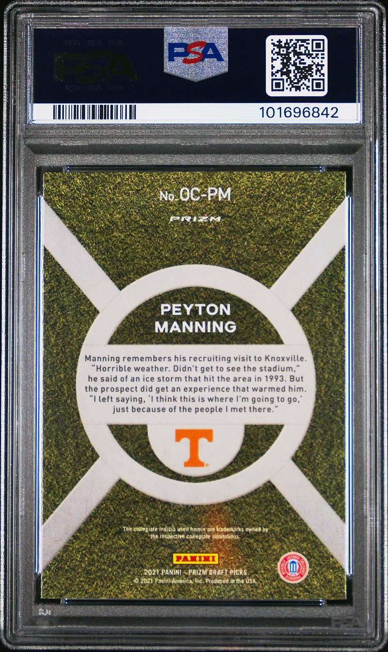 2021 Panini Prizm Draft Picks On Campus Ocpm Peyton Manning PSA 10