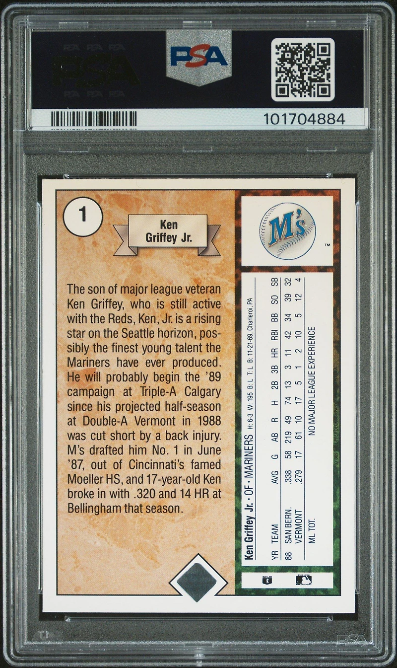 1989 Upper Deck 1 Ken Griffey Jr. Star Rookie PSA