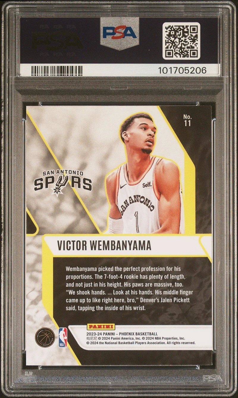 2023 Panini Phoenix Fade To Black 11 Victor Wembanyama Blue Ice PSA 10