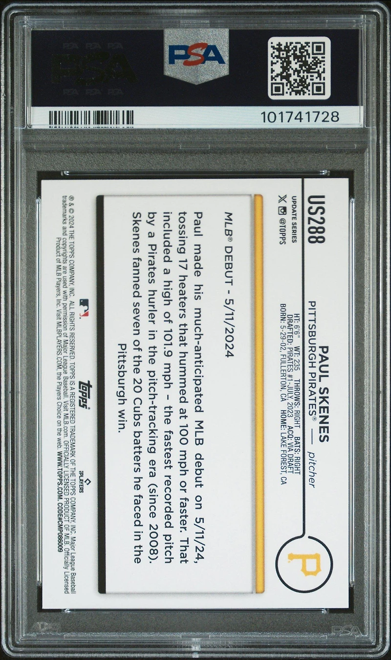 2024 Topps Update Us288 Paul Skenes PSA