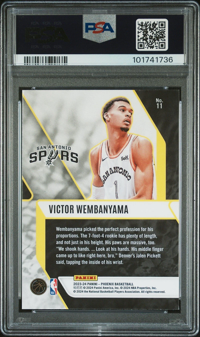 2023 Panini Phoenix Fade To Black 11 Victor Wembanyama Teal Lazer PSA 10