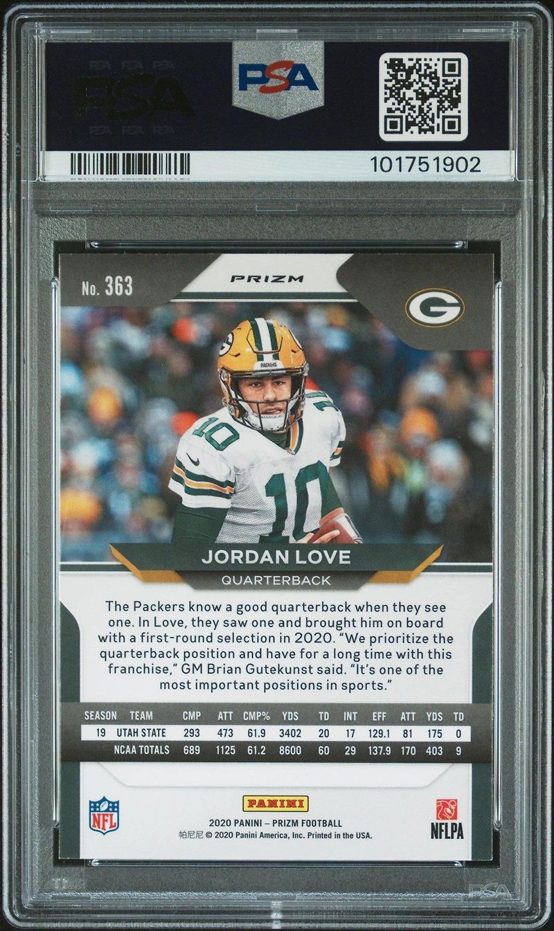 2020 Panini Prizm 363 Jordan Love Prizm PSA