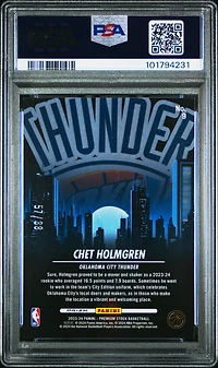 2023 Panini Hoops Premium Stock City Edition 9 Chet Holmgren Premium Red Prizm PSA 10