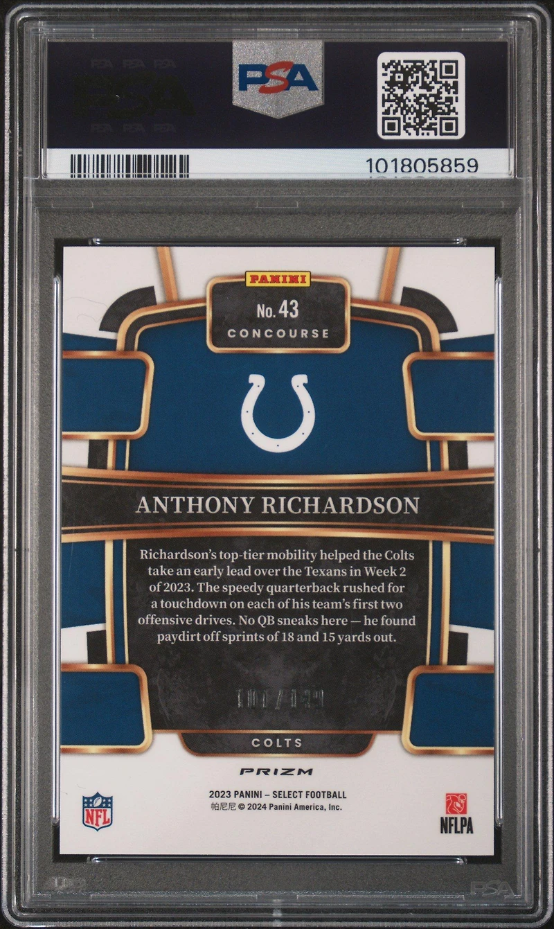2023 Panini Select 43 Anthony Richardson Maroon Prizm PSA 9