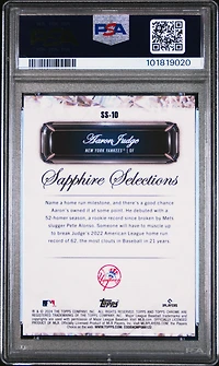 2024 Topps Chrome Sapphire Sapphire Selections Ss10 Aaron Judge Gold PSA 9