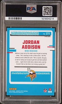 2023 Panini Donruss Optic 271 Jordan Addison Purple Shock PSA 10