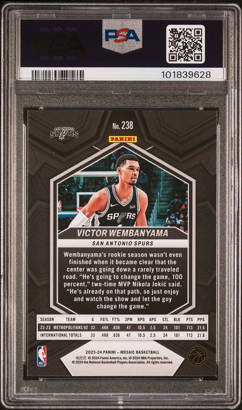 2023 Panini Mosaic 238 Victor Wembanyama PSA 10
