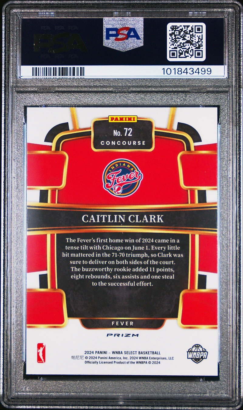 2024 Panini Select Wnba 72 Caitlin Clark Silver Prizm PSA 10