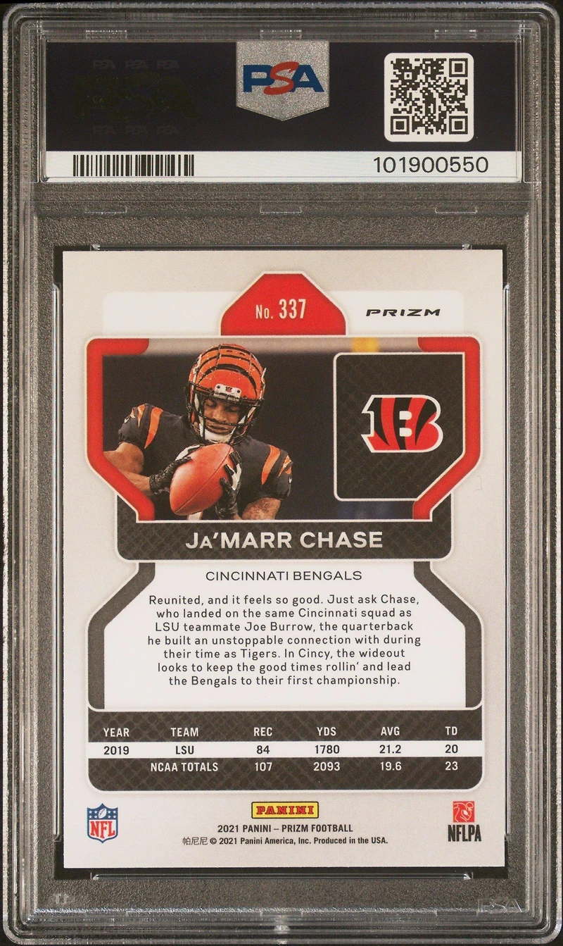 2021 Panini Prizm 337 Ja’marr Chase Red Ice PSA