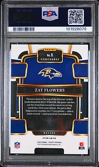 2023 Panini Select 8 Zay Flowers Die-cut Zebra Prizm PSA 10