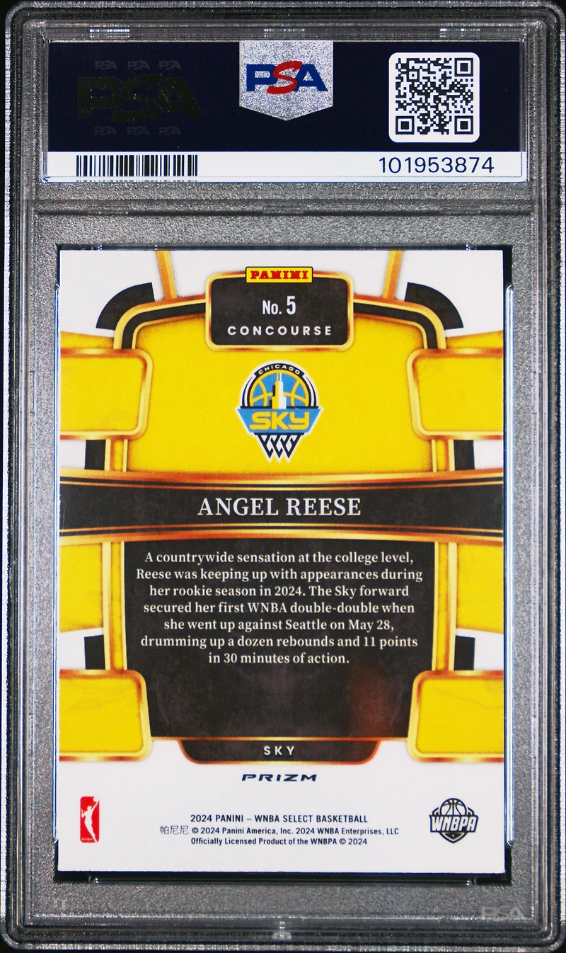 2024 Panini Select Wnba 5 Angel Reese Silver Prizm PSA 10