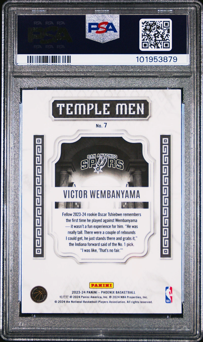 2023 Panini Phoenix Temple Men 7 Victor Wembanyama Blue Ice PSA 10