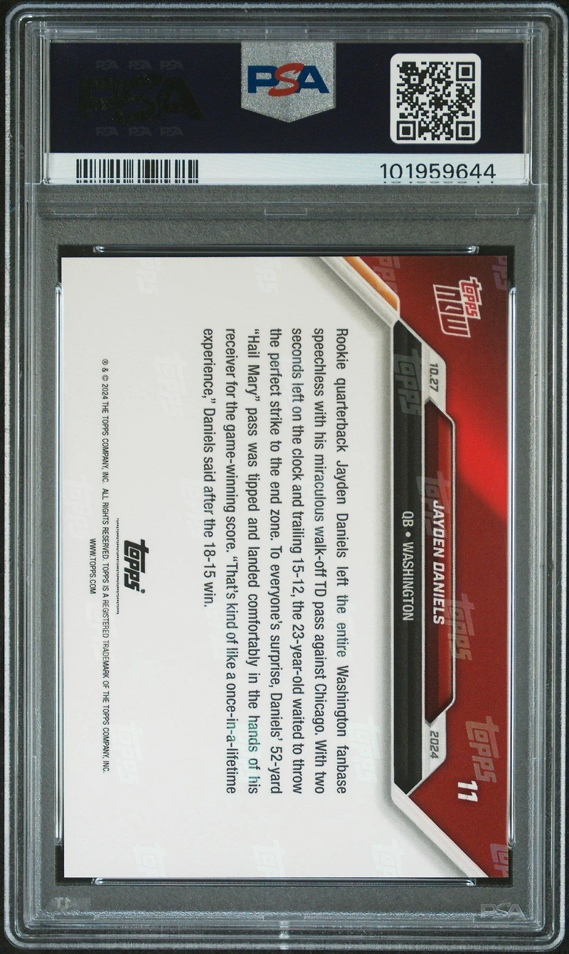 2024 Topps Now Jayden Daniels PSA 10