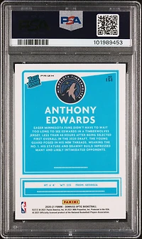 2020 Panini Donruss Optic 151 Anthony Edwards Purple Shock PSA 9