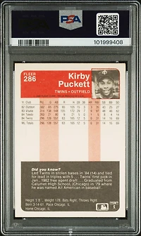 1985 Fleer 286 Kirby Puckett PSA