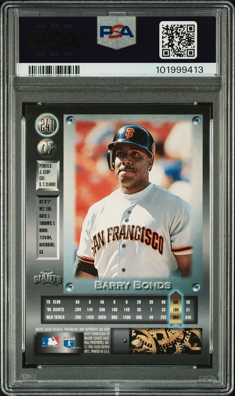 1996 Metal Universe 241 Barry Bonds Platinum Edition PSA 9