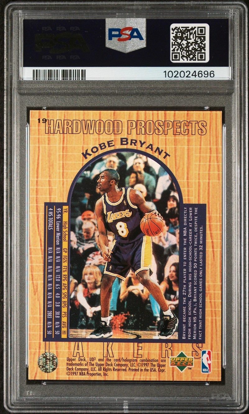 1996 Ud3 19 Kobe Bryant PSA