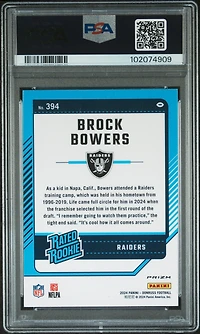2024 Panini Donruss 394 Brock Bowers Optic Preview-red Pandora PSA