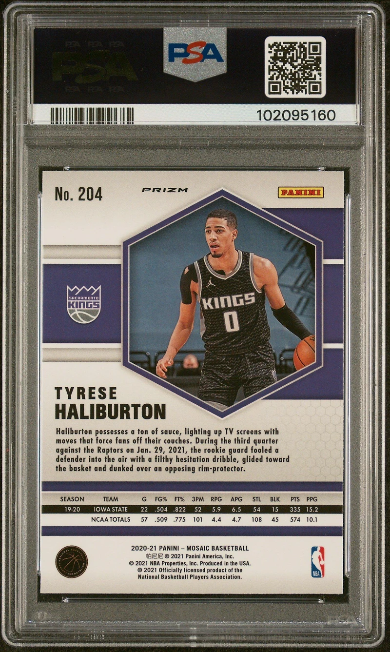 2020 Panini Mosaic 204 Tyrese Haliburton Reactive PSA 10