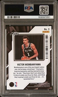 2023 Panini Contenders Rookie Of The Year Contenders 3 Victor Wembanyama PSA 10