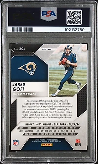 2016 Panini Prizm 208 Jared Goff Red/white/blue Disco Prizm PSA 8