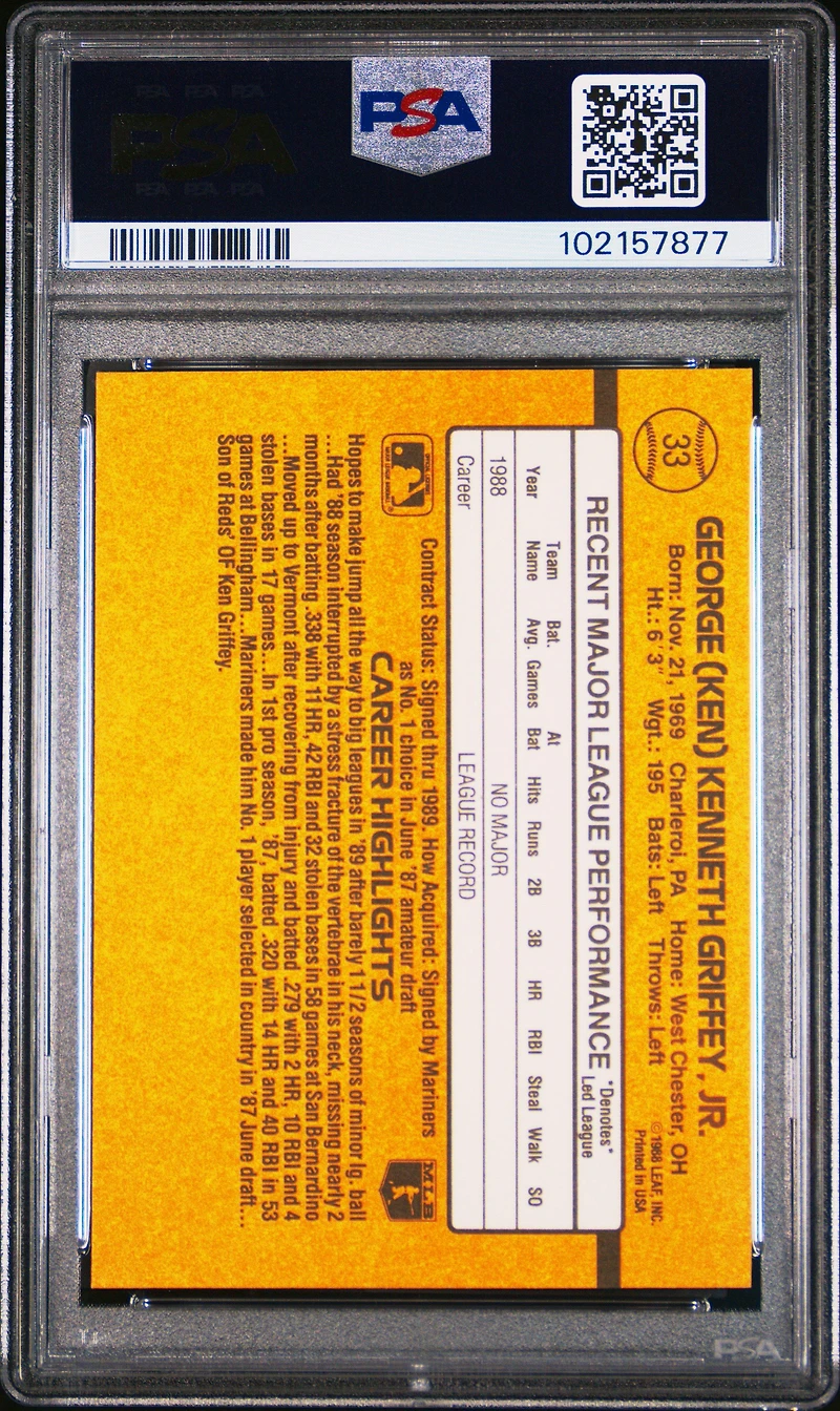 1989 Donruss 33 Ken Griffey Jr. PSA