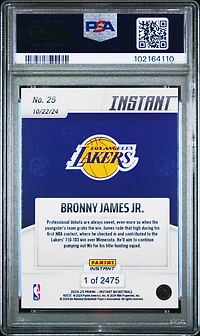 2024 Panini Instant Nba 25 Bronny James Jr. PSA 10