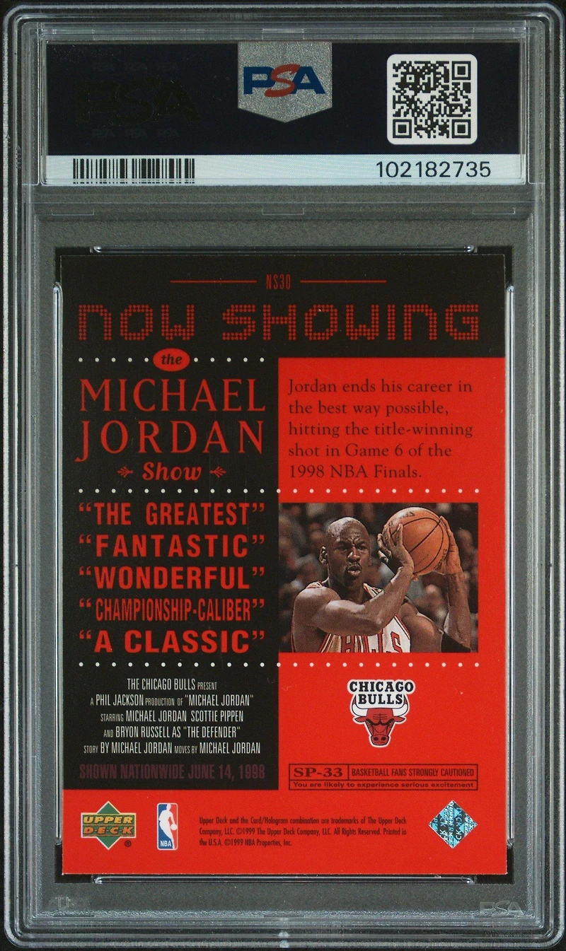 1999 Upper Deck Now Showing Ns30 Michael Jordan PSA 8
