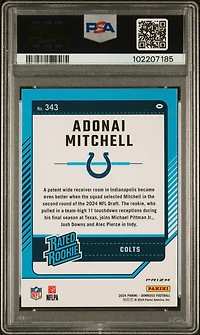 2024 Panini Donruss 343 Adonai Mitchell Optic Preview-red Pandora PSA 10